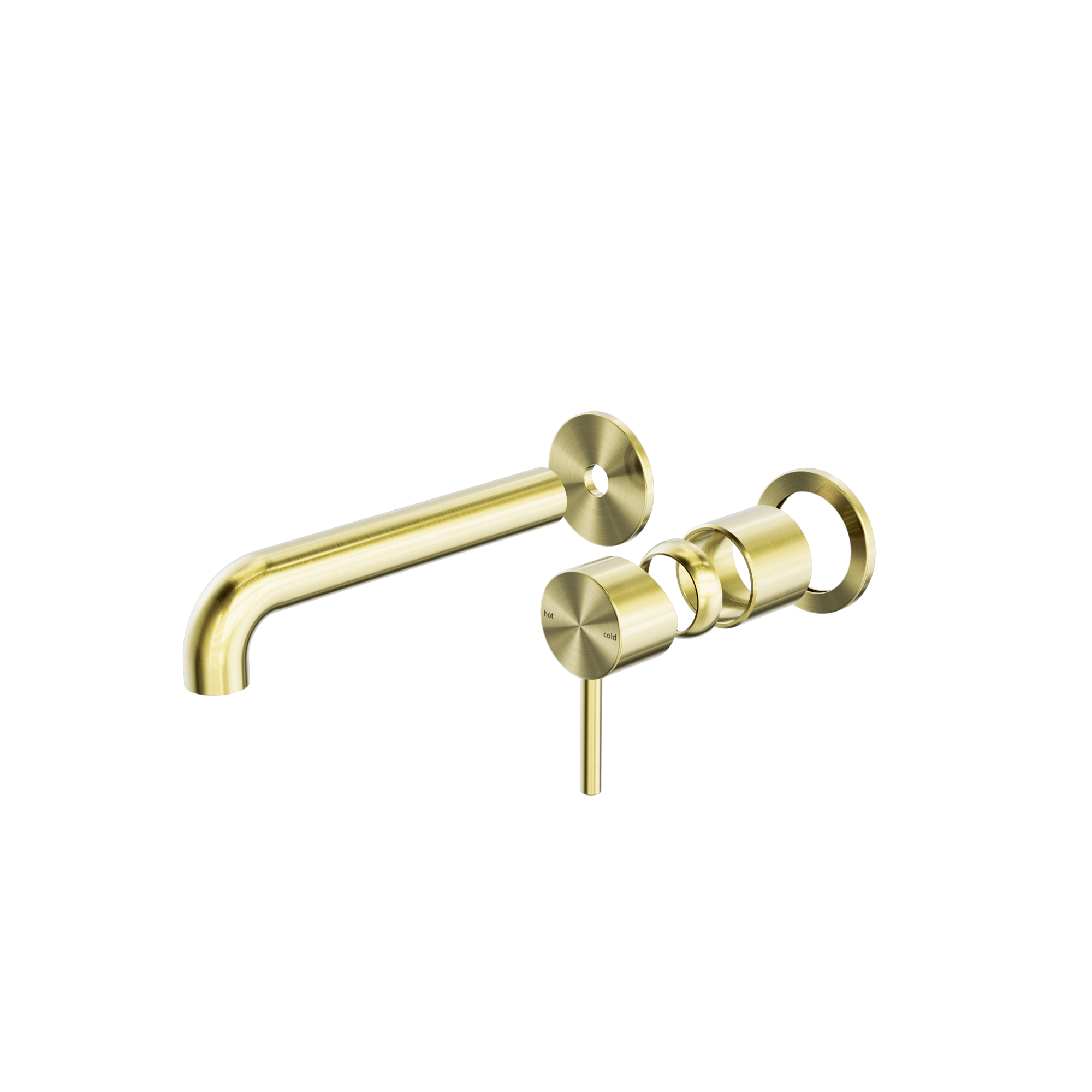 Zen SS316L Wall Basin/Bath Mixer Separate Back Plate 185mm Spout Trim Kits Only Brushed Gold