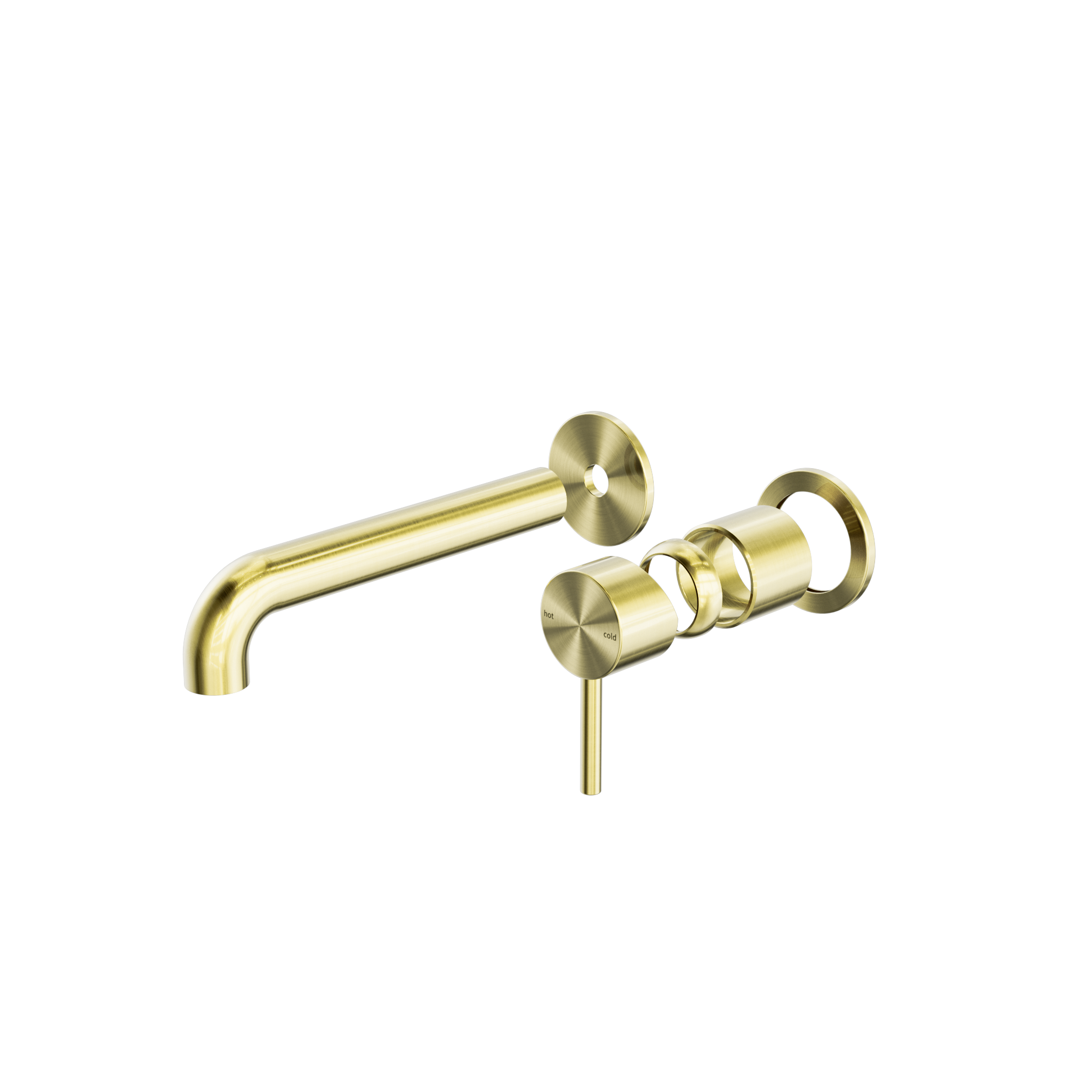 Zen SS316L Wall Basin/Bath Mixer Separate Back Plate 185mm Spout Trim Kits Only Brushed Gold