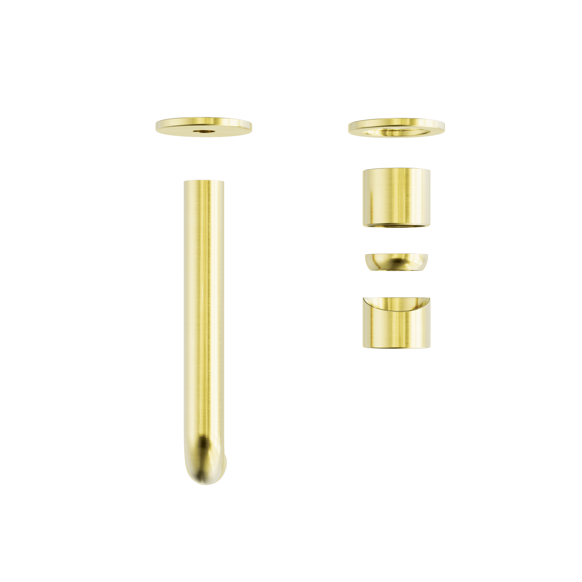 Zen SS316L Wall Basin/Bath Mixer Separate Back Plate 185mm Spout Trim Kits Only Brushed Gold