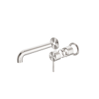 Zen SS316L Wall Basin/Bath Mixer Separate Back Plate 185mm Spout Trim Kits Only Brushed Nickel