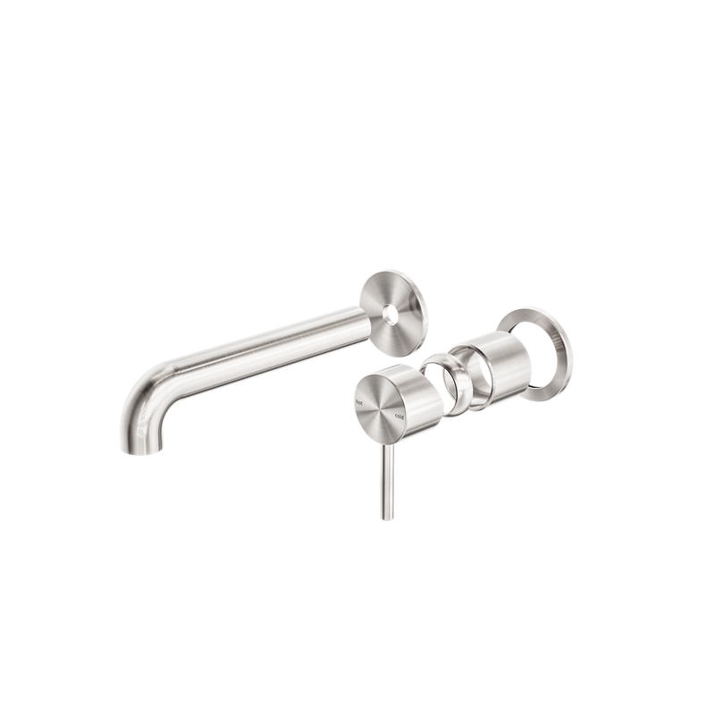 Zen SS316L Wall Basin/Bath Mixer Separate Back Plate 185mm Spout Trim Kits Only Brushed Nickel