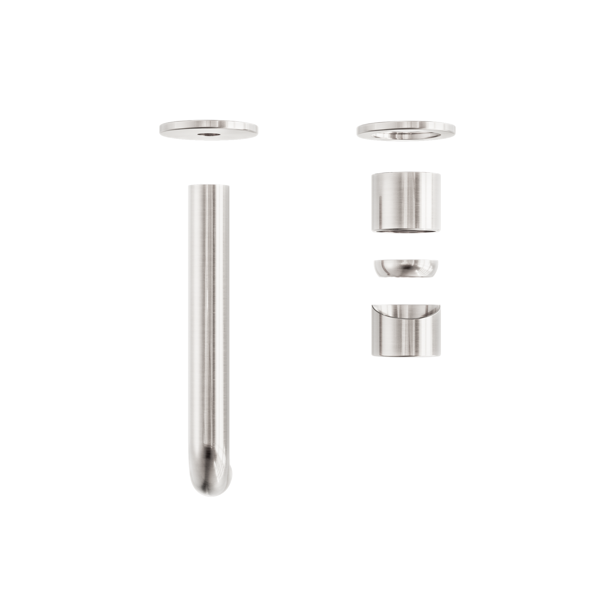 Zen SS316L Wall Basin/Bath Mixer Separate Back Plate 185mm Spout Trim Kits Only Brushed Nickel