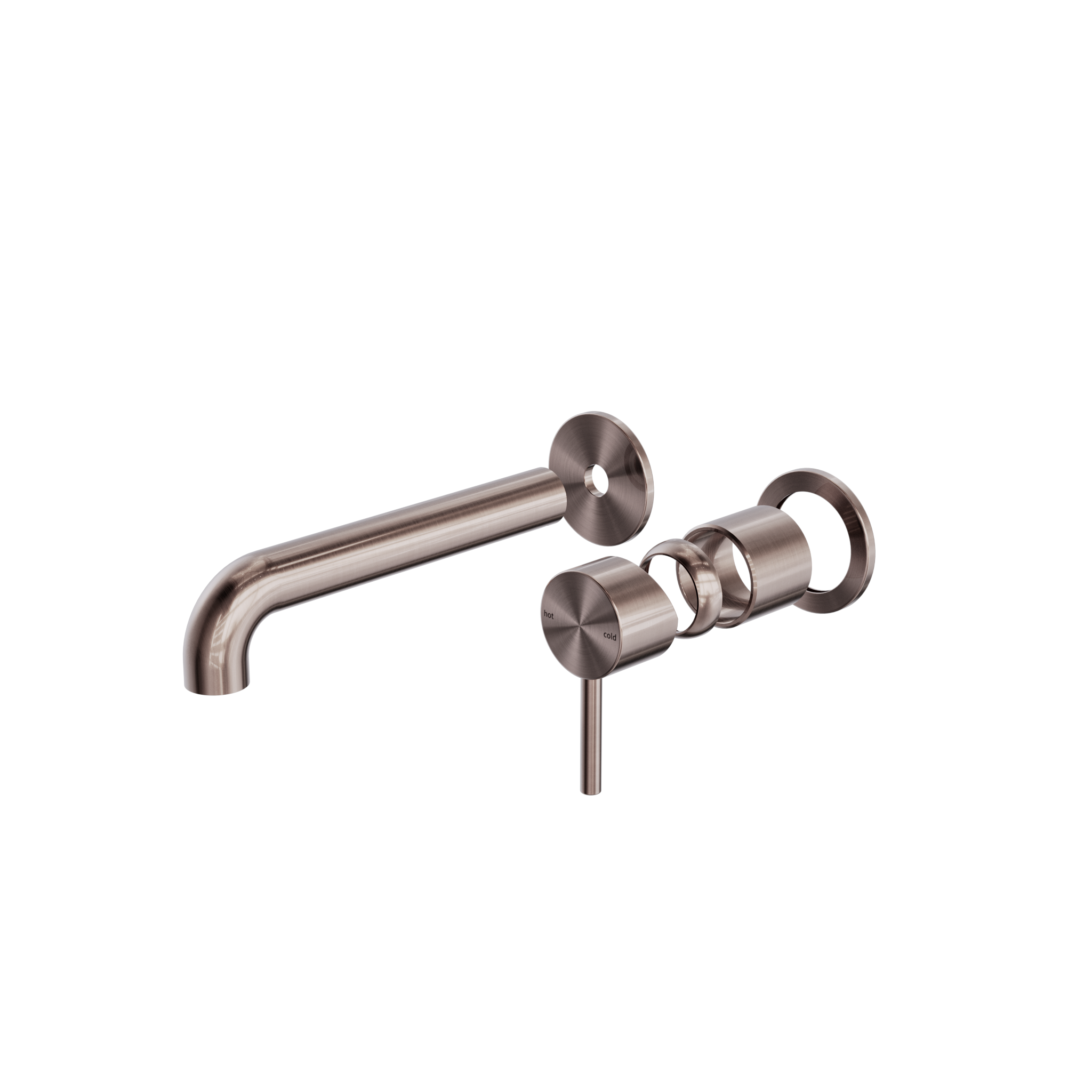 Zen SS316L Wall Basin/Bath Mixer Separate Back Plate 185mm Spout Trim Kits Only Brushed Bronze