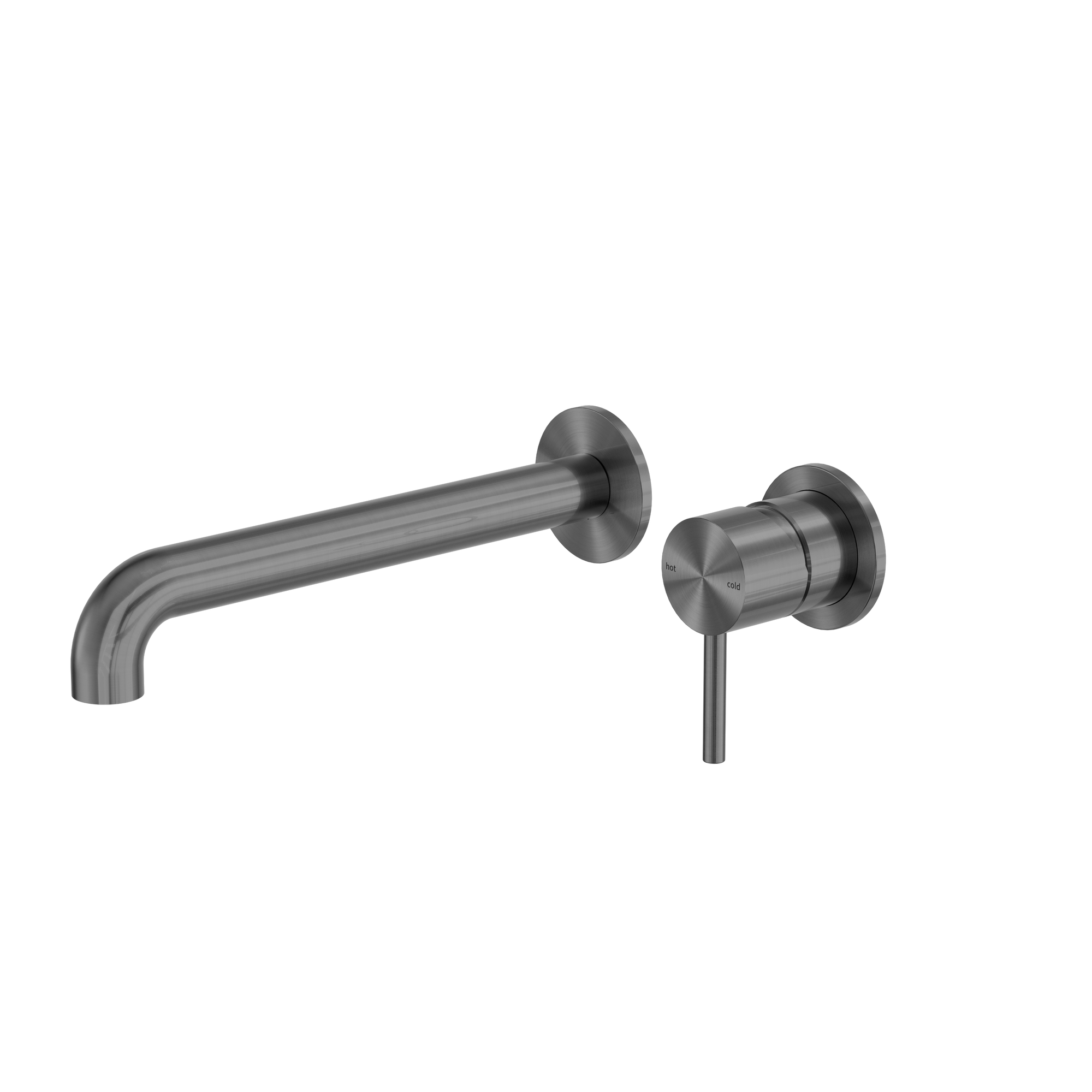 Zen SS316L Wall Basin/Bath Mixer Separate Back Plate 230mm Spout Graphite