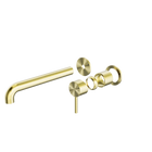 Zen SS316L Wall Basin/Bath Mixer Separate Back Plate 230mm Spout Trim Kits Only Brushed Gold