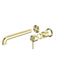 Zen SS316L Wall Basin/Bath Mixer Separate Back Plate 230mm Spout Trim Kits Only Brushed Gold