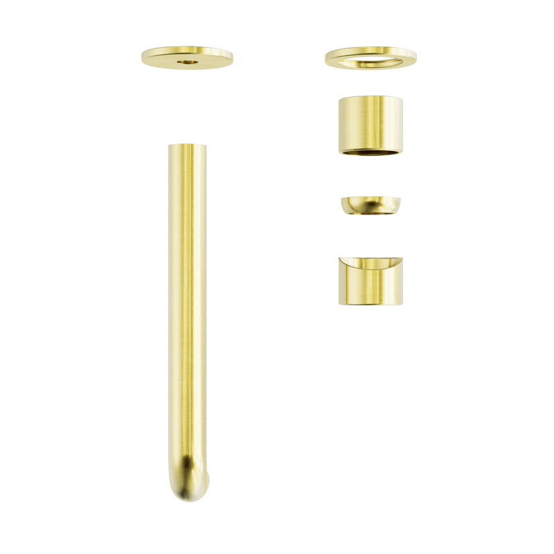 Zen SS316L Wall Basin/Bath Mixer Separate Back Plate 230mm Spout Trim Kits Only Brushed Gold