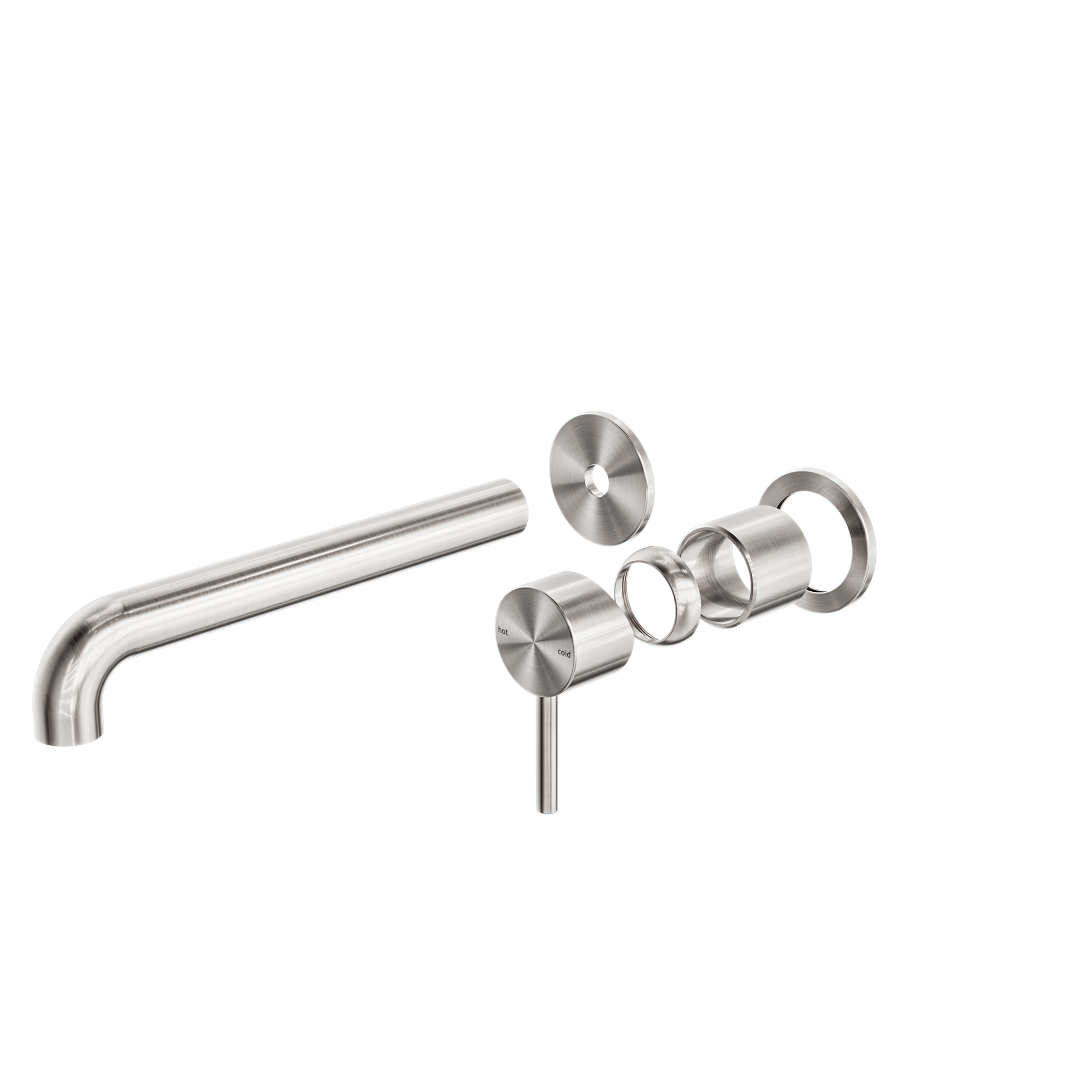 Zen SS316L Wall Basin/Bath Mixer Separate Back Plate 230mm Spout Trim Kits Only Brushed Nickel