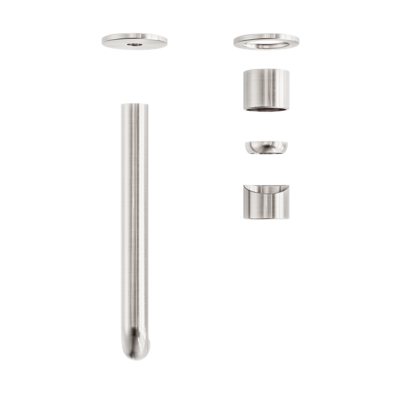 Zen SS316L Wall Basin/Bath Mixer Separate Back Plate 230mm Spout Trim Kits Only Brushed Nickel