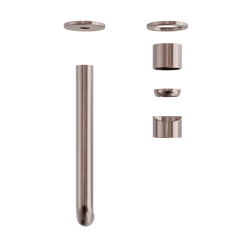 Zen SS316L Wall Basin/Bath Mixer Separate Back Plate 230mm Spout Trim Kits Only Brushed Bronze
