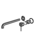 Zen SS316L Wall Basin/Bath Mixer Separate Back Plate 230mm Spout Trim Kits Only Graphite