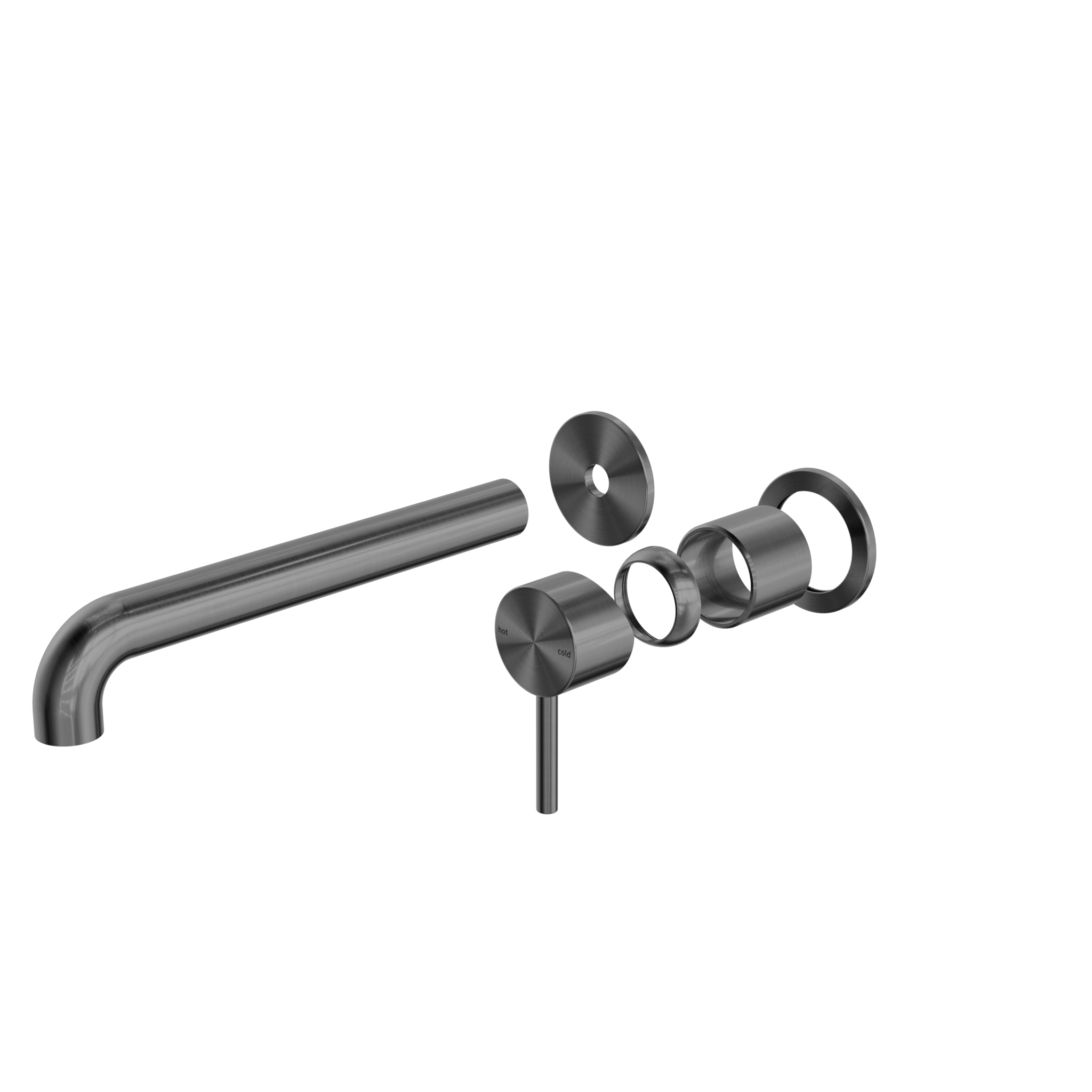 Zen SS316L Wall Basin/Bath Mixer Separate Back Plate 230mm Spout Trim Kits Only Graphite