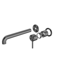 Zen SS316L Wall Basin/Bath Mixer Separate Back Plate 230mm Spout Trim Kits Only Graphite