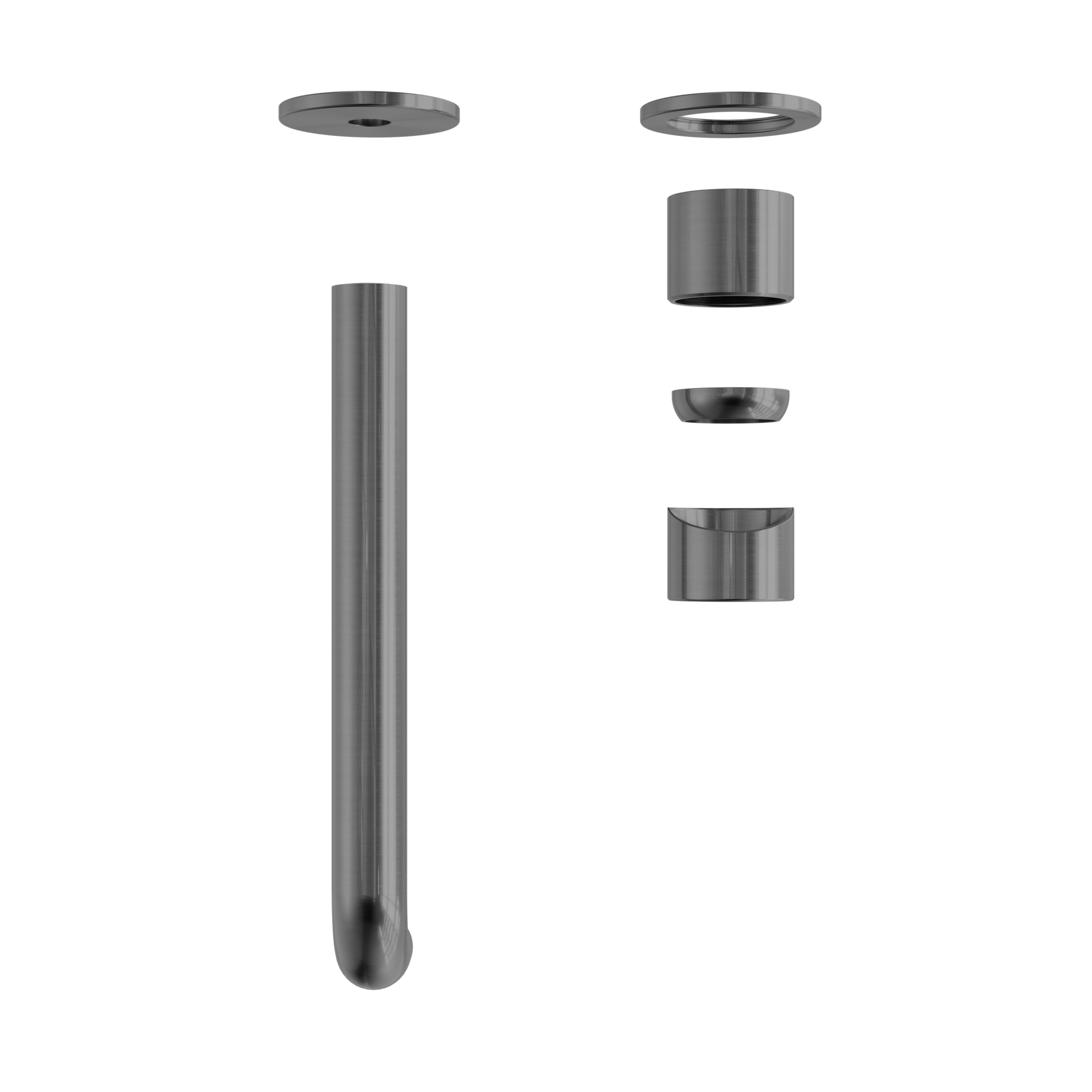 Zen SS316L Wall Basin/Bath Mixer Separate Back Plate 230mm Spout Trim Kits Only Graphite