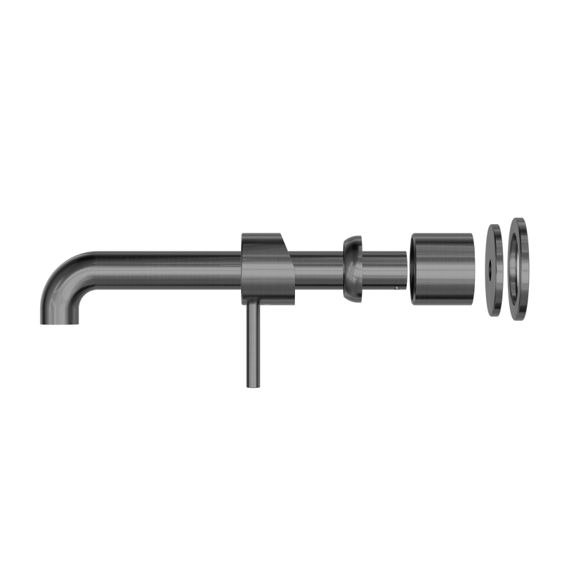 Zen SS316L Wall Basin/Bath Mixer Separate Back Plate 230mm Spout Trim Kits Only Graphite
