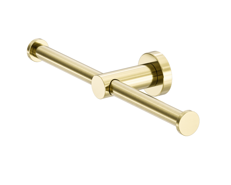 Mecca Double Toilet Roll Holder Brushed Gold