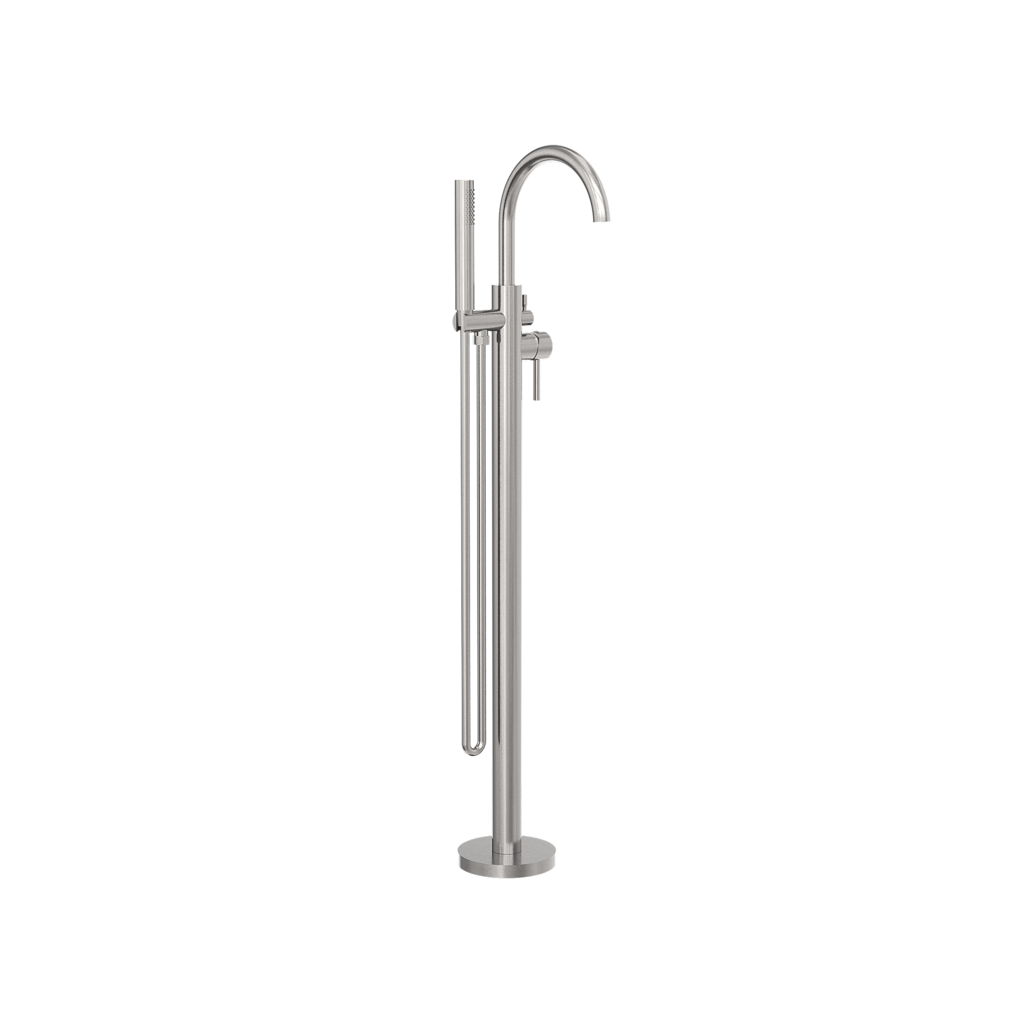 Mecca Round Freestanding Mixer With Hand Shower Brushed Nickel