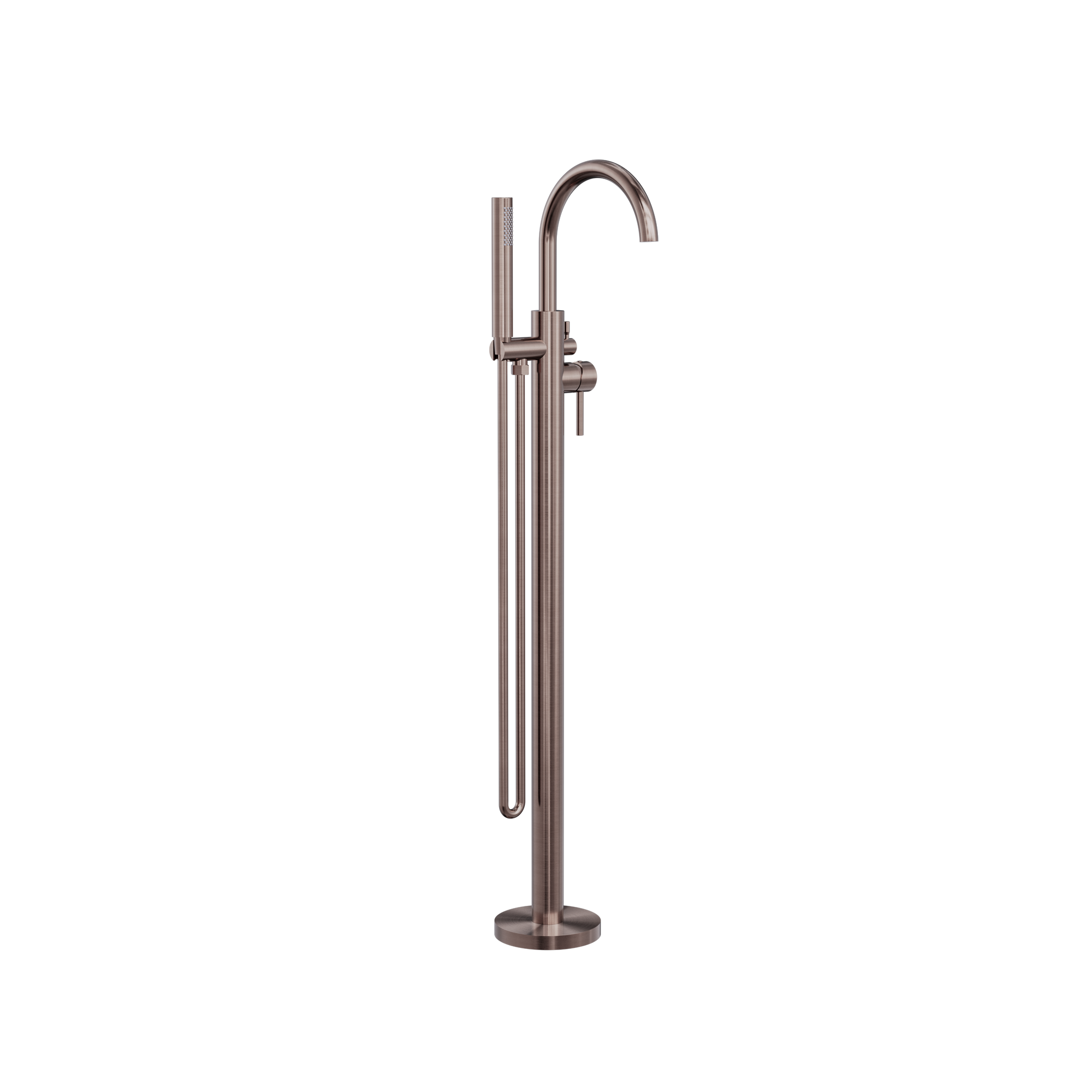 Mecca Round Freestanding Mixer With Hand Shower Brushed Bronze