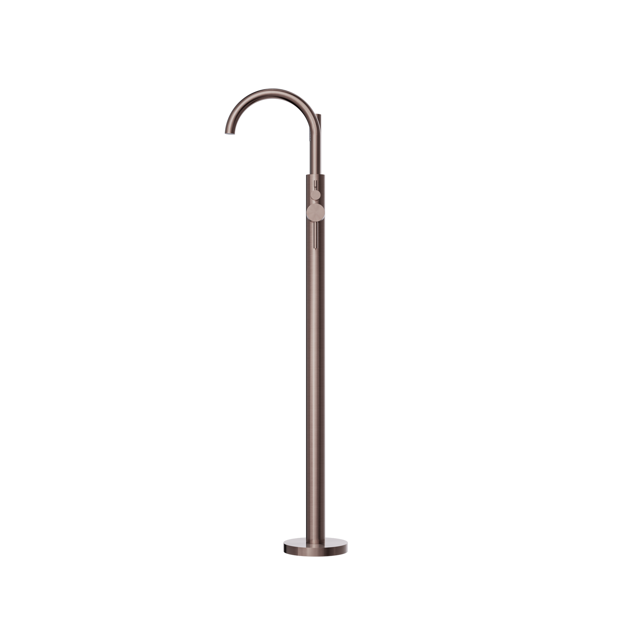 Mecca Round Freestanding Mixer With Hand Shower Brushed Bronze