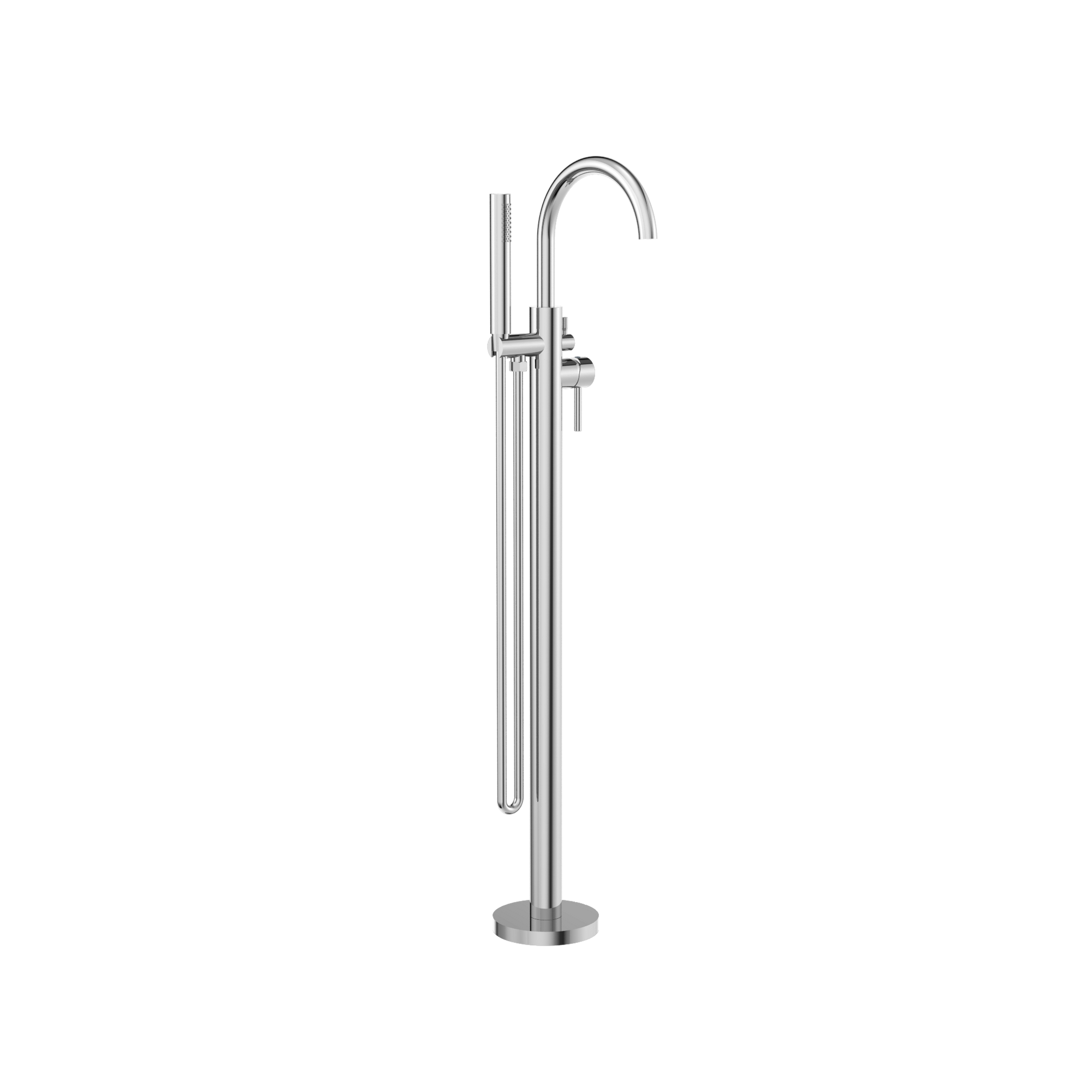 Mecca Round Freestanding Mixer With Hand Shower Chrome