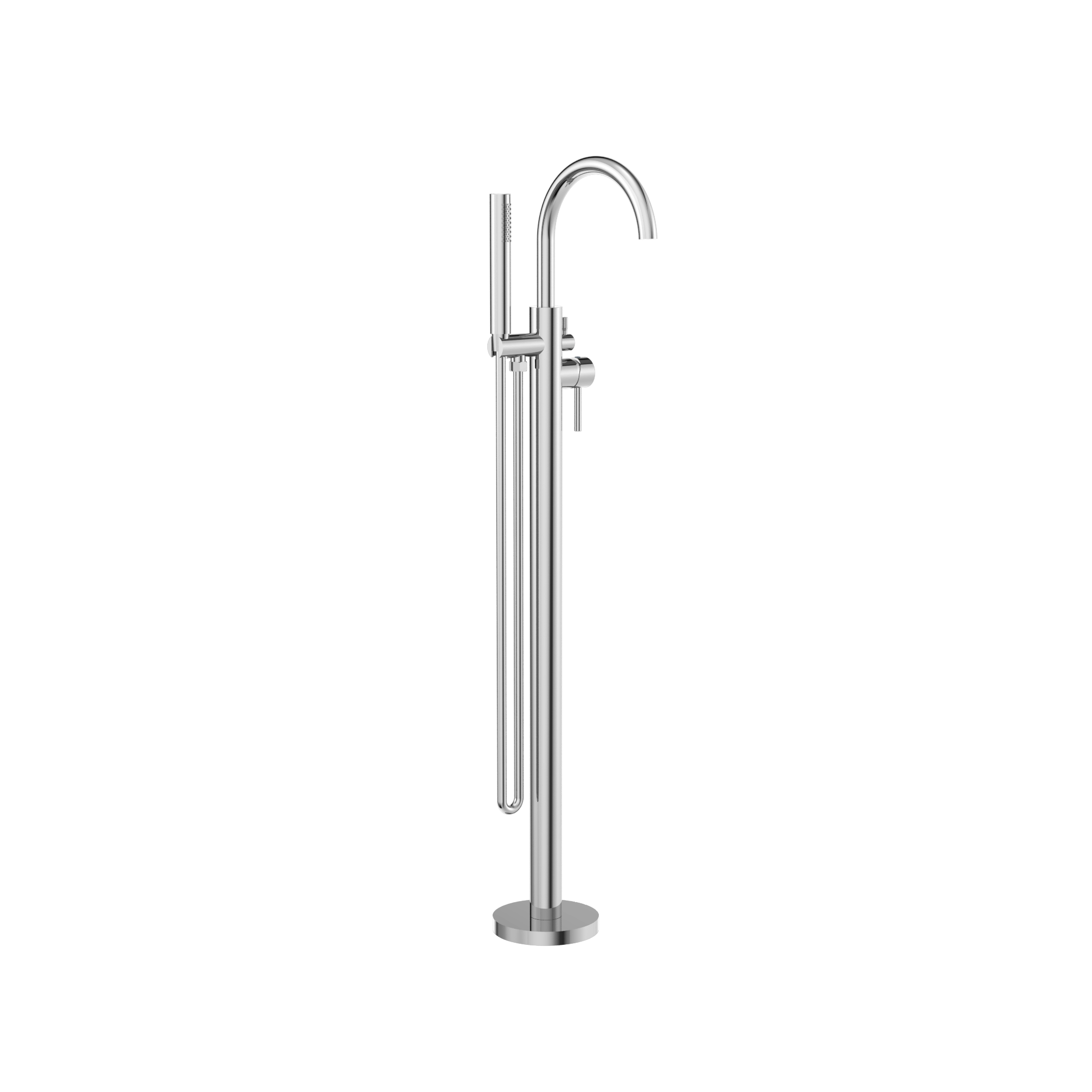 Mecca Round Freestanding Mixer With Hand Shower Chrome