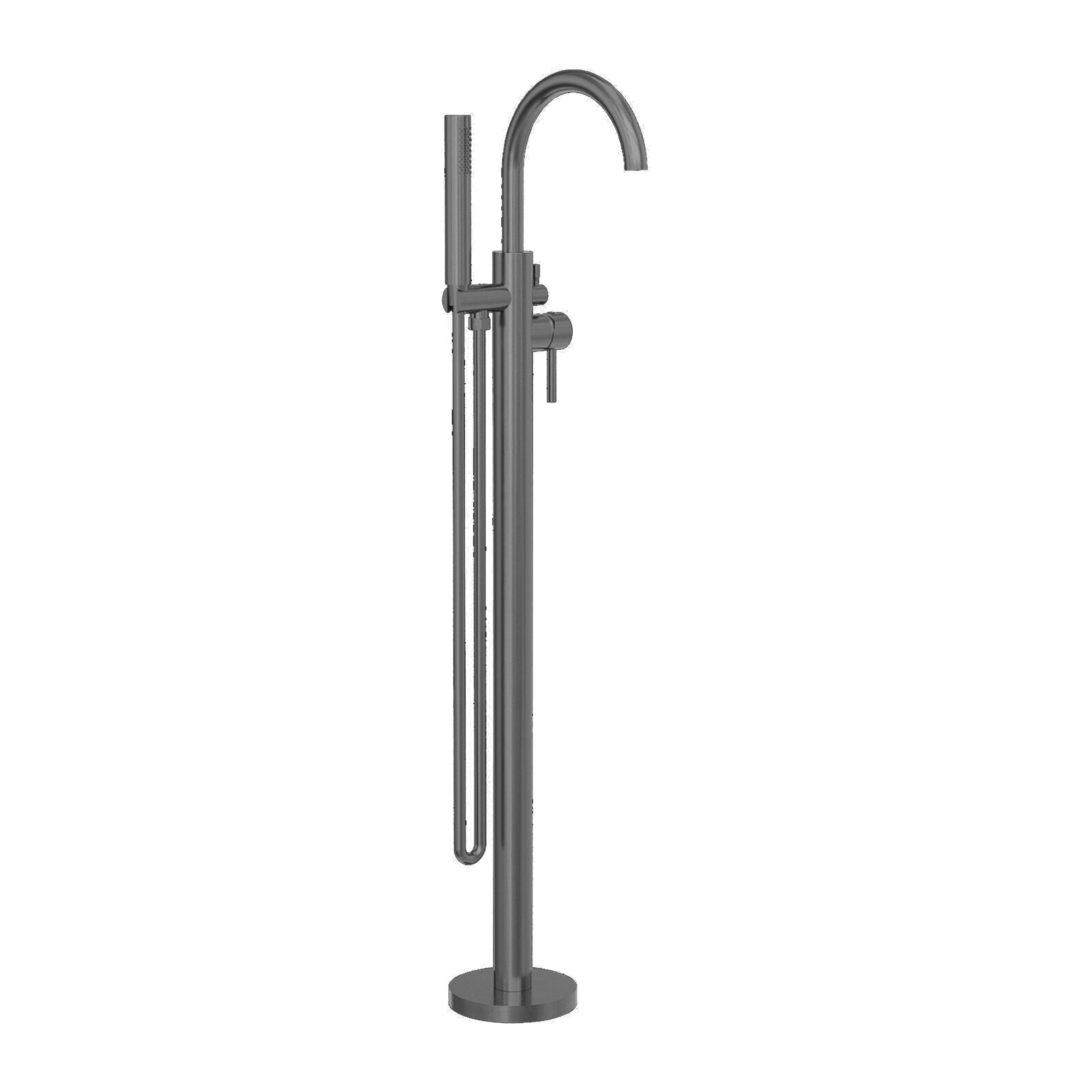 Mecca Round Freestanding Mixer With Hand Shower Gun Metal