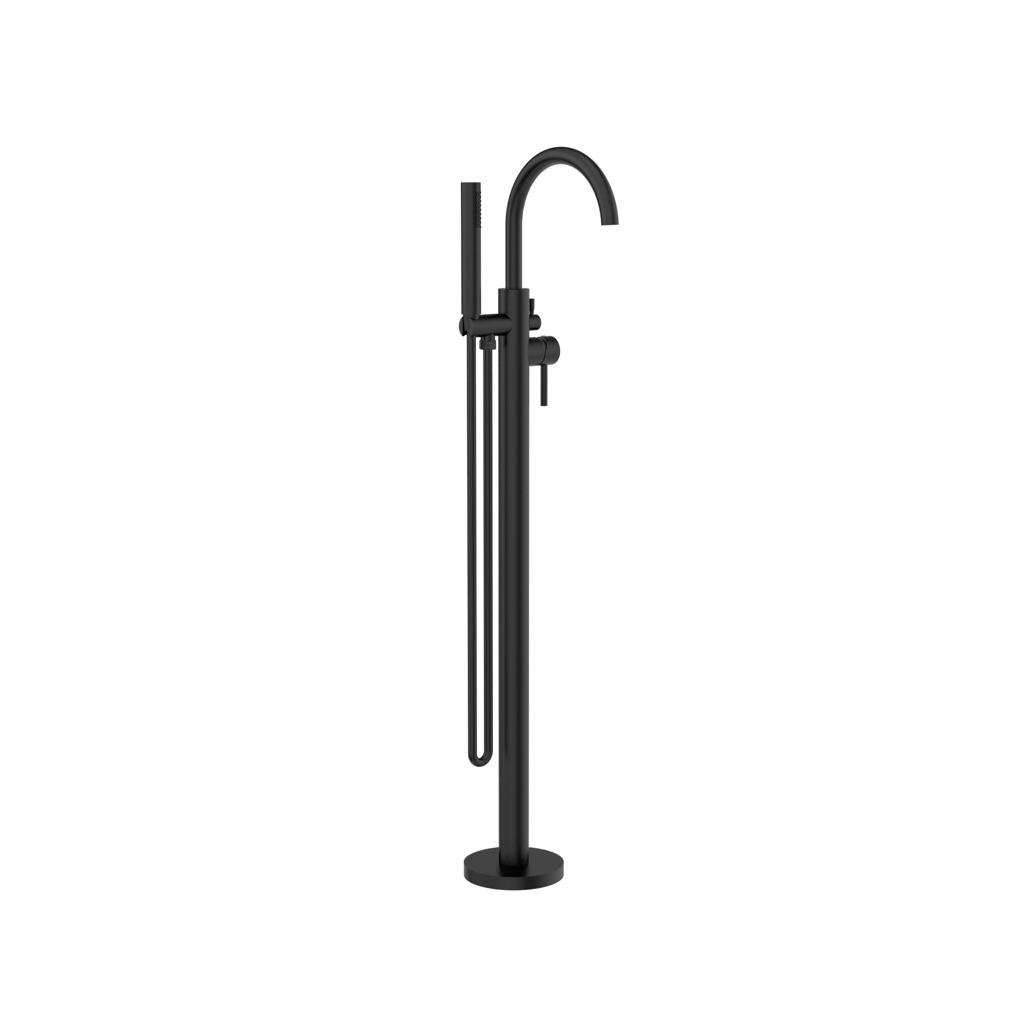 Mecca Round Freestanding Mixer With Hand Shower Matte Black
