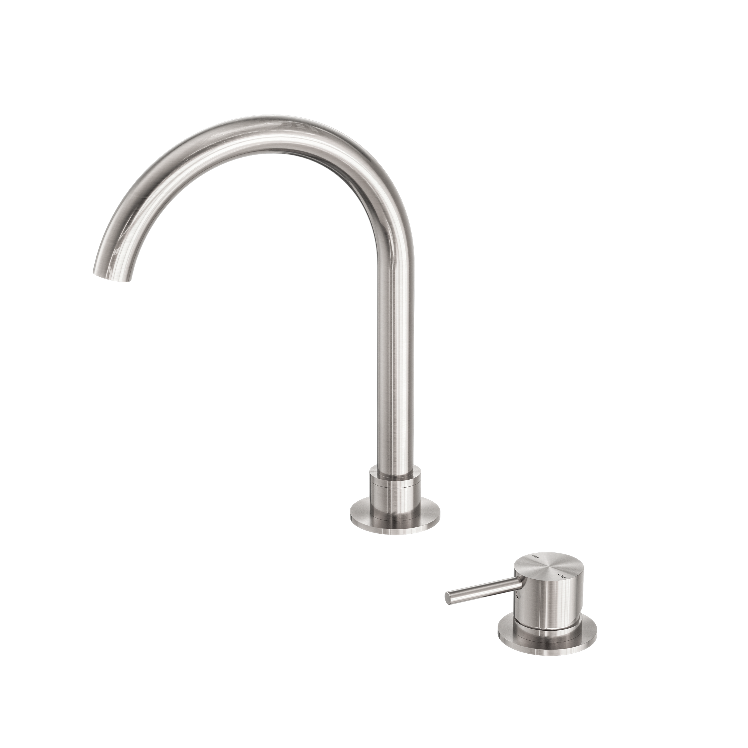 Mecca Hob Basin Mixer Round Swivel Spout Brushed Nickel