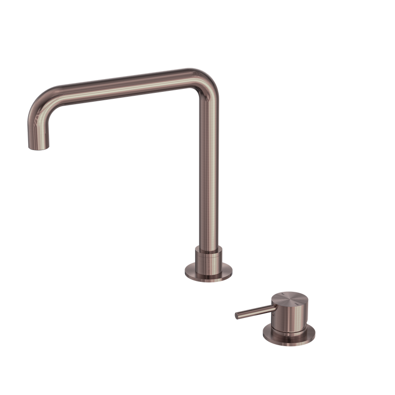 Mecca Hob Basin Mixer Square Swivel Spout Brushed Bronze
