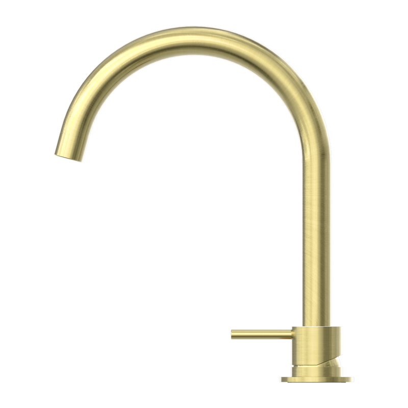 Mecca Hob Basin Mixer Round Swivel Spout Brushed Gold