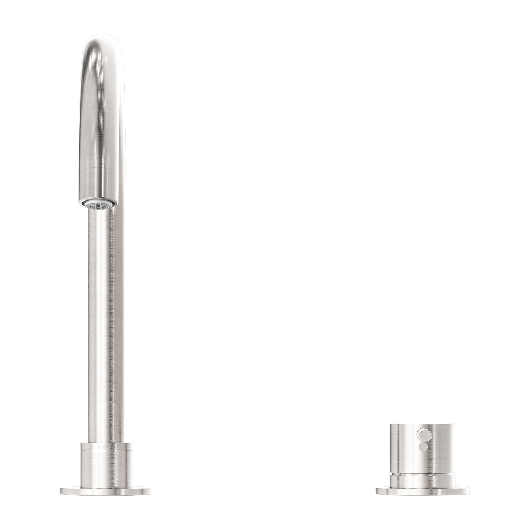 Mecca Hob Basin Mixer Round Swivel Spout Brushed Nickel