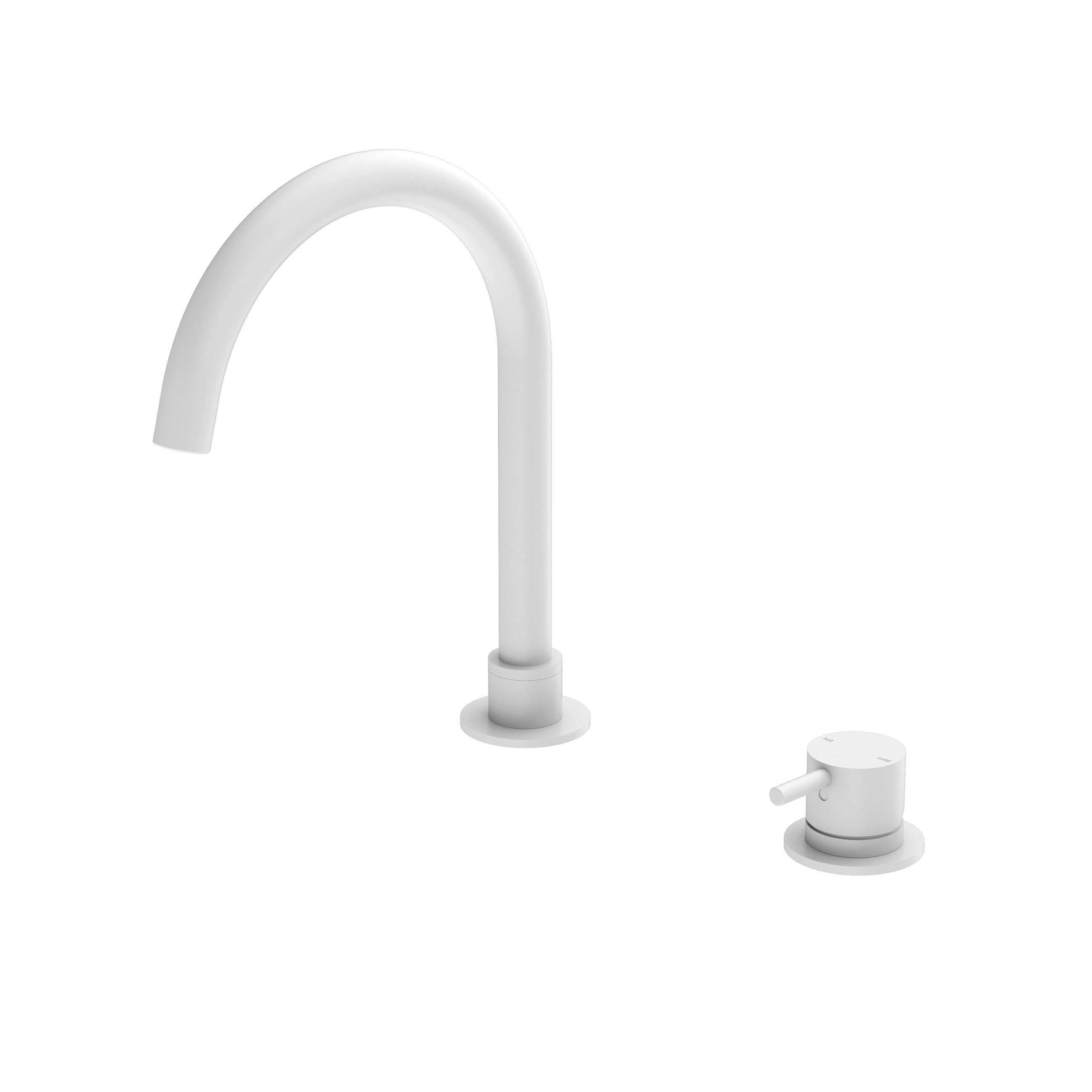 Mecca Hob Basin Mixer Round Swivel Spout Matte White