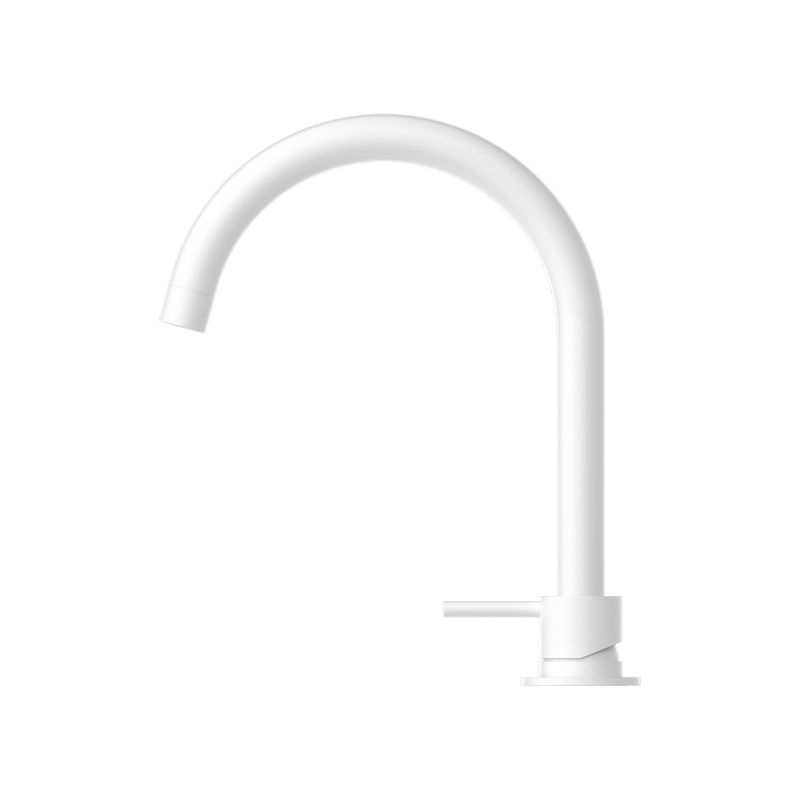 Mecca Hob Basin Mixer Round Swivel Spout Matte White