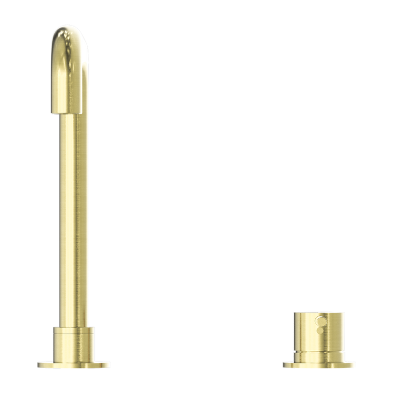 Mecca Hob Basin Mixer Square Swivel Spout Brushed Gold