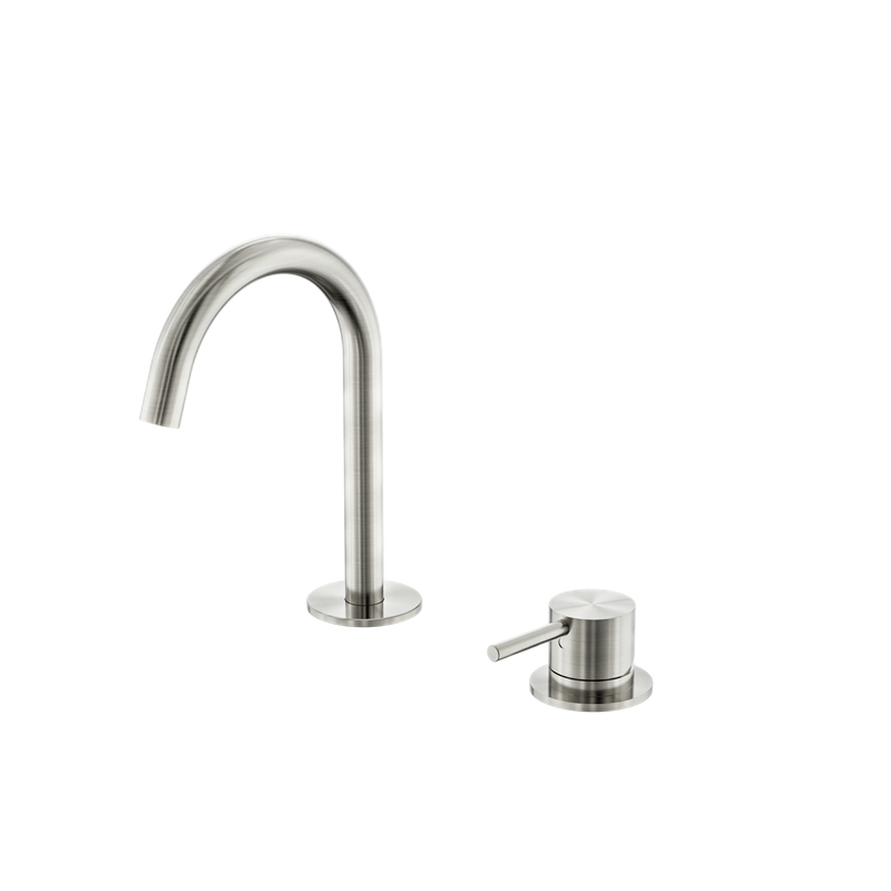 Mecca Hob Baisn Mixer Set Arc Spout Brushed Nickel