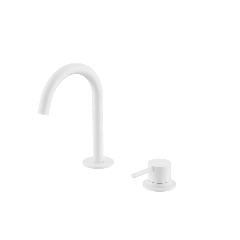 Mecca Hob Baisn Mixer Set Arc Spout Matte White