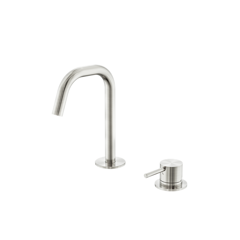 Mecca Hob Baisn Mixer Set Edge Spout Brushed Nickel