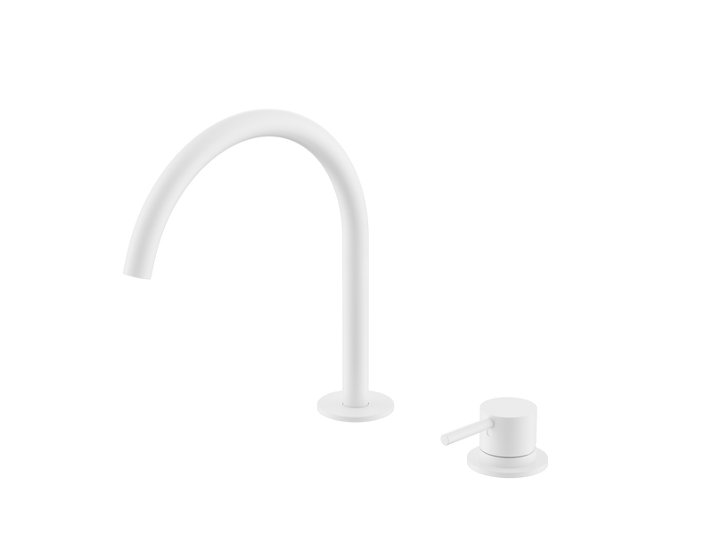 Mecca Hob Bath/Kitchen Mixer Set Arc Spout Matte White