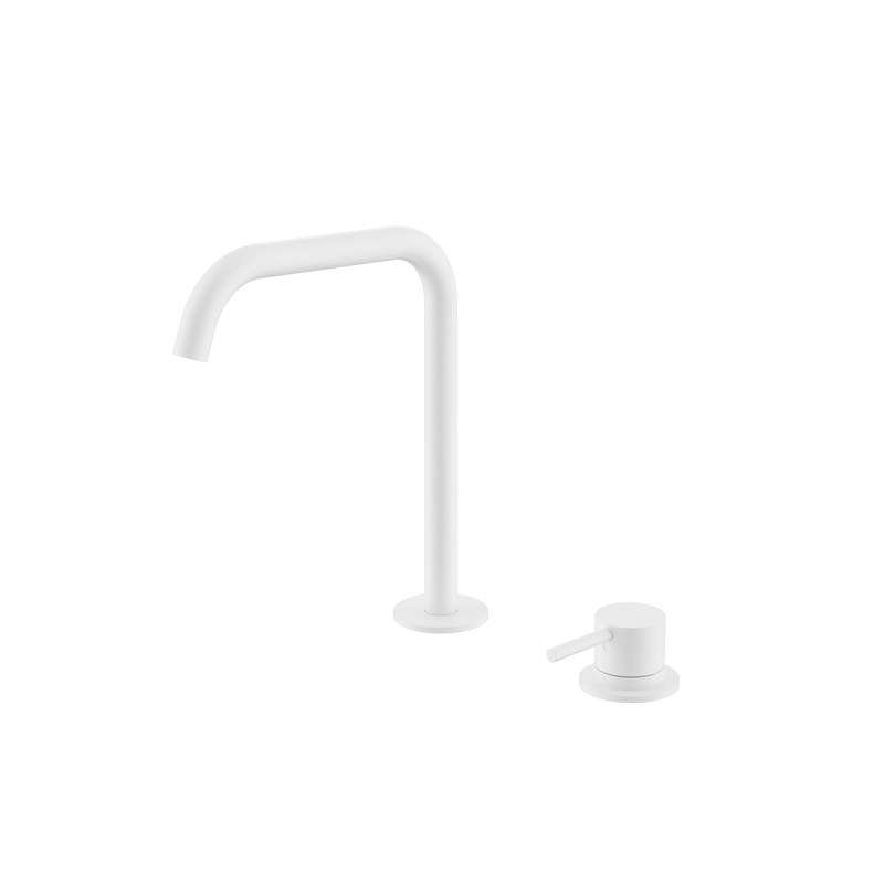 Mecca Hob Bath/Kitchen Mixer Set Edge Spout Matte White