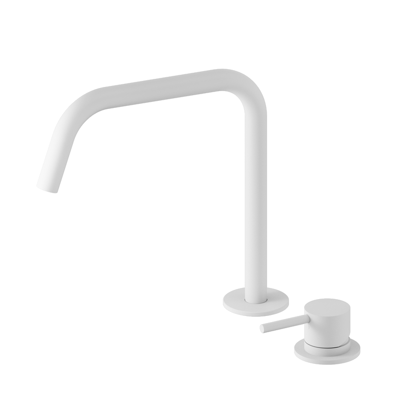 Mecca Hob Bath/Kitchen Mixer Set Edge Spout II Matte White