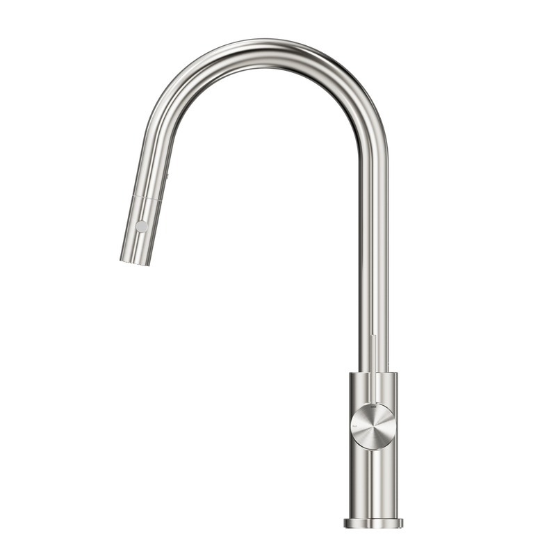 Mecca Pull Out Sink Mixer With Vegie Spray Function Brushed Nickel