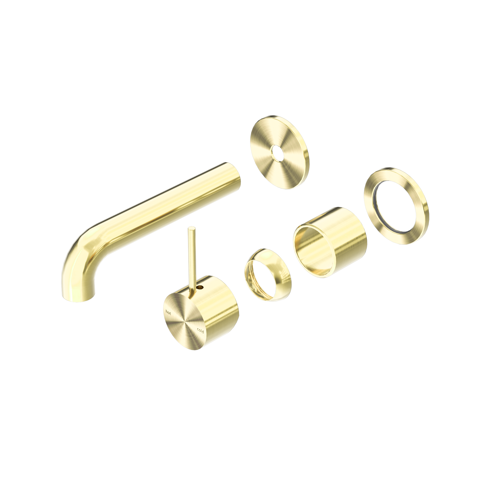 Mecca Wall Basin/Bath Mixer Separate Back Plate Handle Up 120mm Trim Kits Only Brushed Gold