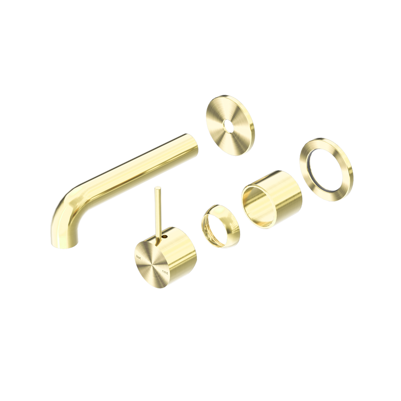 Mecca Wall Basin/Bath Mixer Separate Back Plate Handle Up 120mm Trim Kits Only Brushed Gold