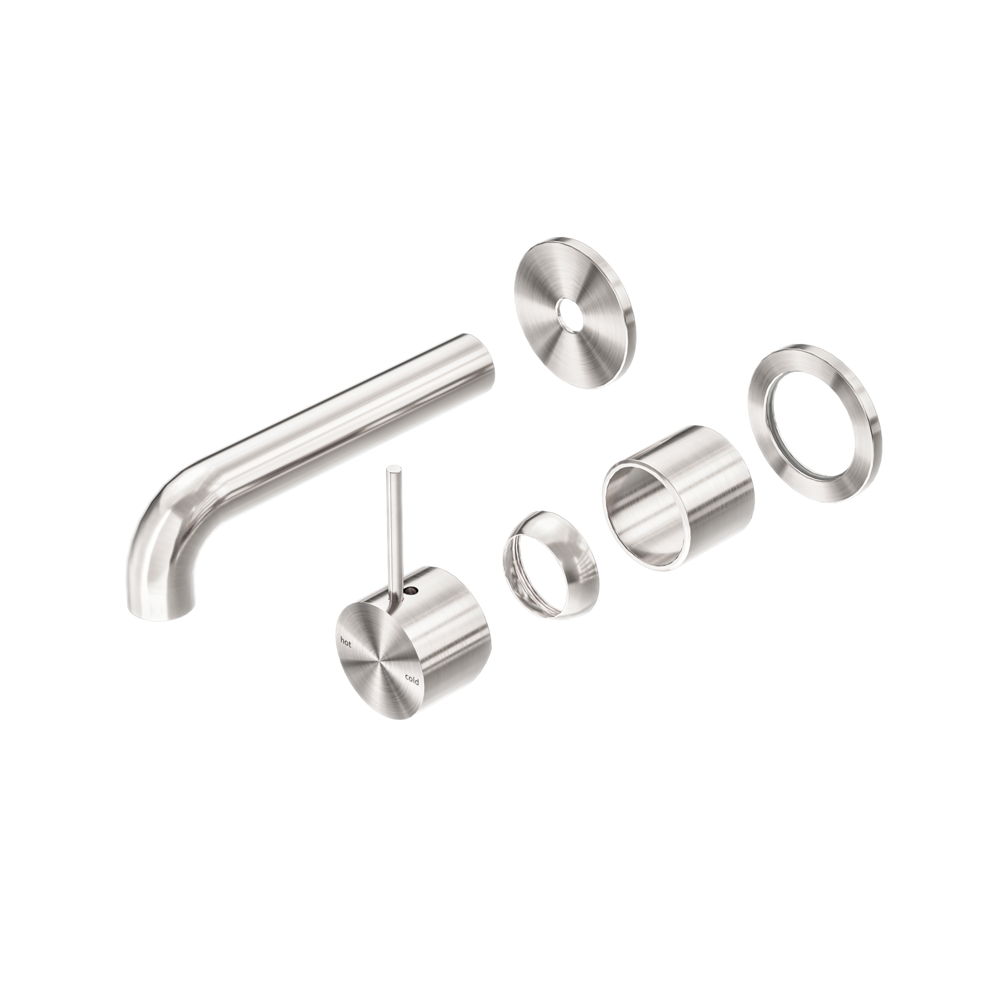 Mecca Wall Basin/Bath Mixer Separate Back Plate Handle Up 120mm Trim Kits Only Brushed Nickel