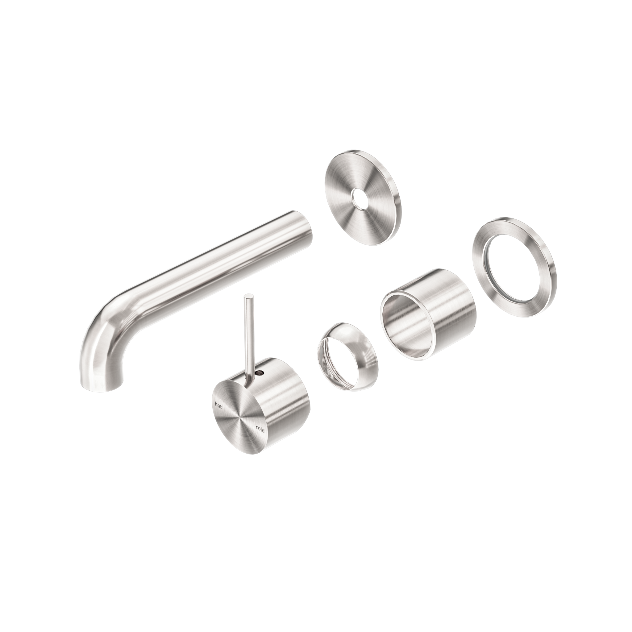 Mecca Wall Basin/Bath Mixer Separate Back Plate Handle Up 120mm Trim Kits Only Brushed Nickel