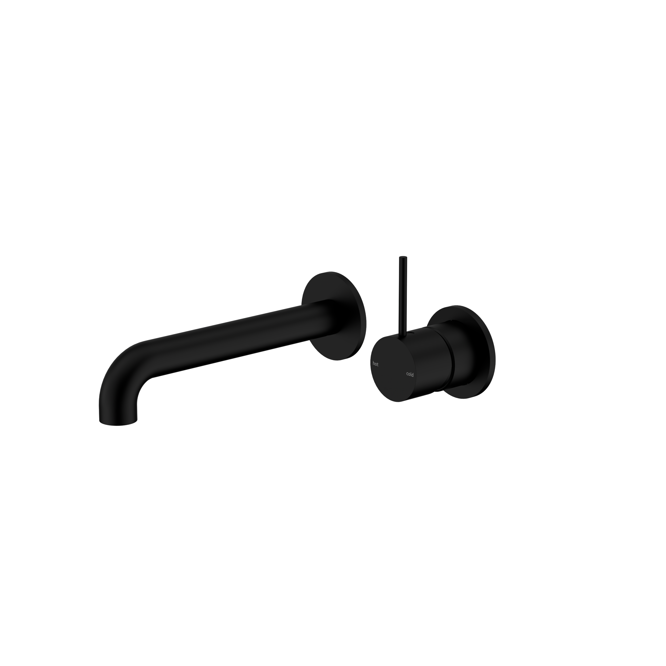 Mecca Wall Basin/Bath Mixer Separate Back Plate Handle Up 160mm Matte Black