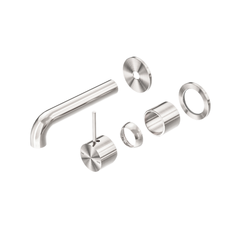 Mecca Wall Basin/Bath Mixer Separate Back Plate Handle Up 160mm Trim Kits Only Brushed Nickel