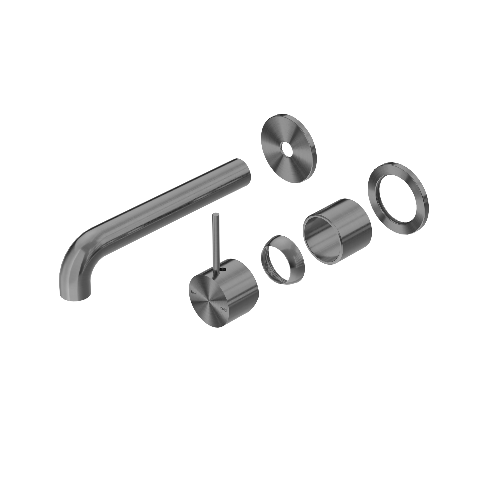 Mecca Wall Basin/Bath Mixer Separate Back Plate Handle Up 185mm Trim Kits Only Gun Metal