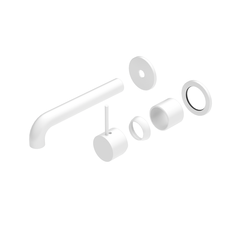 Mecca Wall Basin/Bath Mixer Separate Back Plate Handle Up 185mm Trim Kits Only Matte White