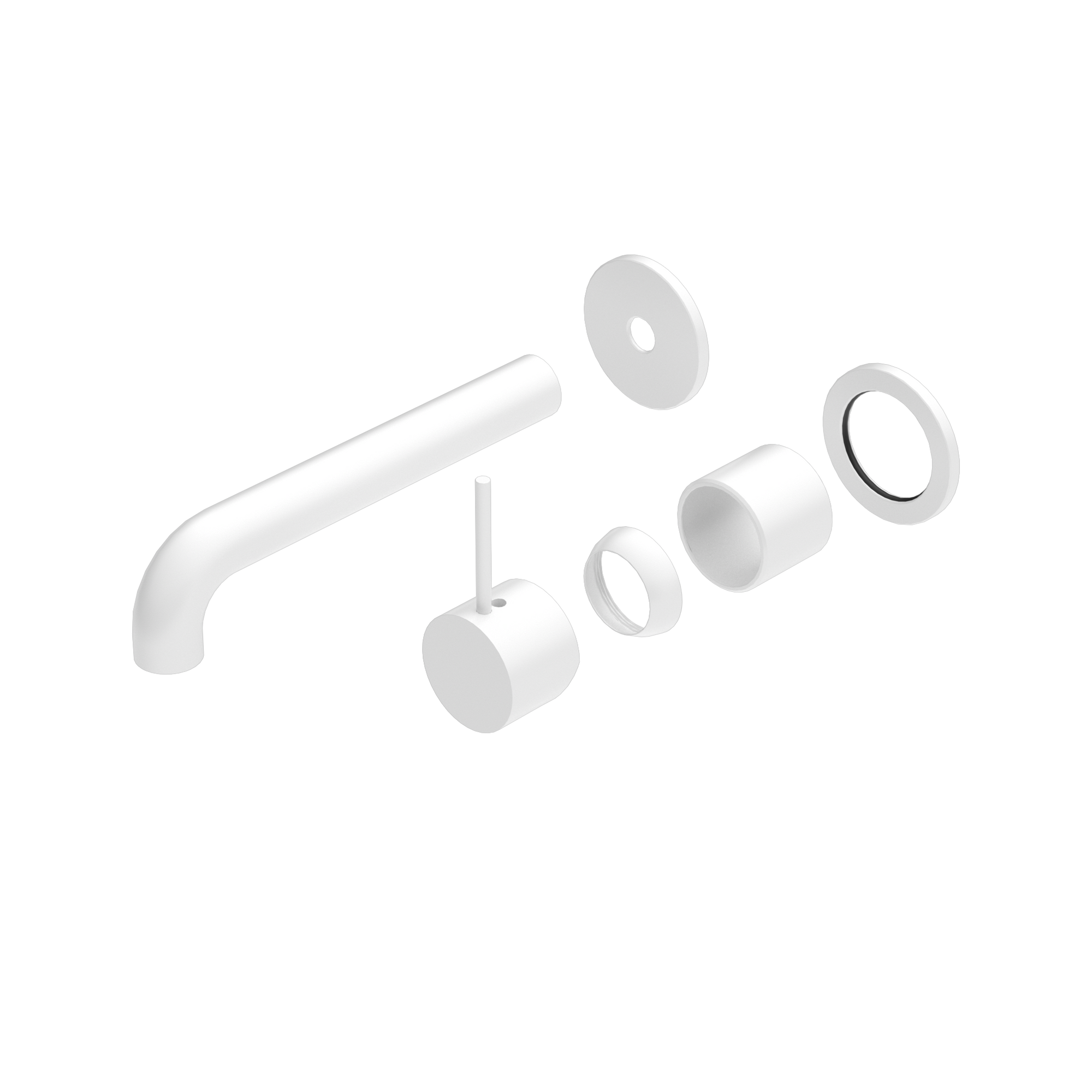Mecca Wall Basin/Bath Mixer Separate Back Plate Handle Up 185mm Trim Kits Only Matte White